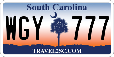 SC license plate WGY777