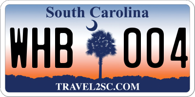 SC license plate WHB004