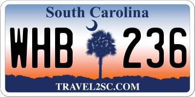 SC license plate WHB236
