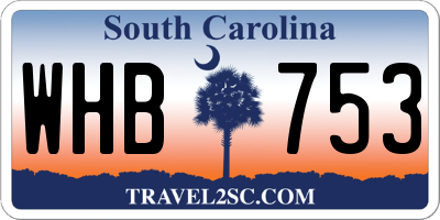 SC license plate WHB753