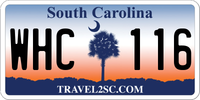 SC license plate WHC116