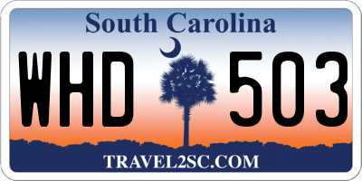 SC license plate WHD503