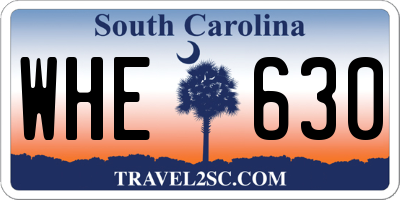 SC license plate WHE630