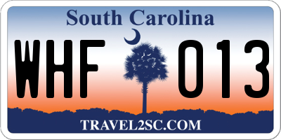 SC license plate WHF013