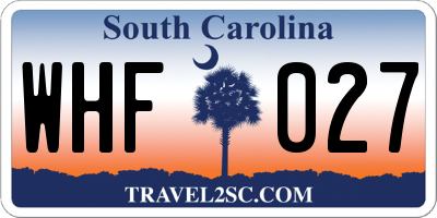 SC license plate WHF027