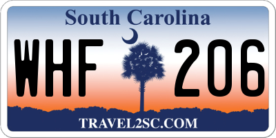 SC license plate WHF206