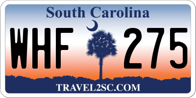 SC license plate WHF275