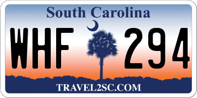 SC license plate WHF294