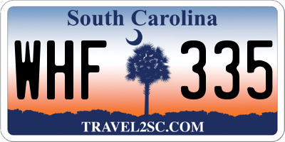 SC license plate WHF335