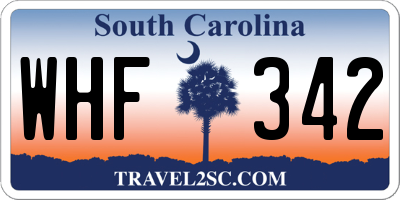 SC license plate WHF342