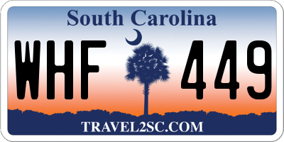 SC license plate WHF449