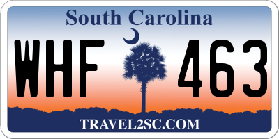 SC license plate WHF463