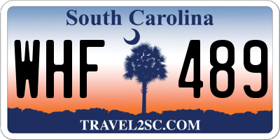 SC license plate WHF489
