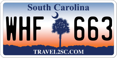 SC license plate WHF663