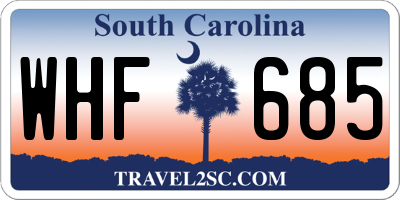 SC license plate WHF685
