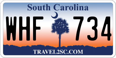 SC license plate WHF734