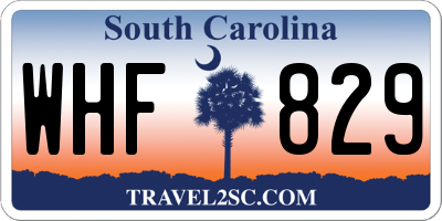 SC license plate WHF829