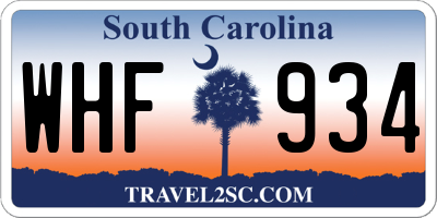 SC license plate WHF934