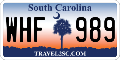 SC license plate WHF989