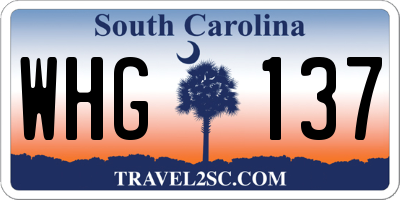 SC license plate WHG137
