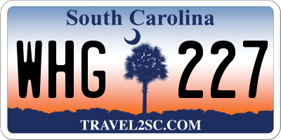 SC license plate WHG227
