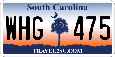 SC license plate WHG475