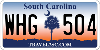 SC license plate WHG504