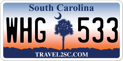 SC license plate WHG533