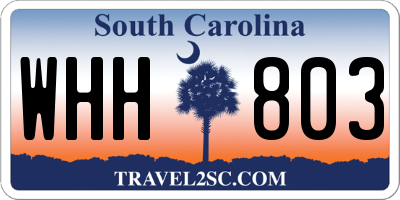 SC license plate WHH803