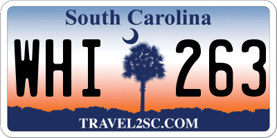 SC license plate WHI263
