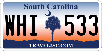 SC license plate WHI533