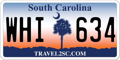SC license plate WHI634