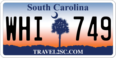 SC license plate WHI749