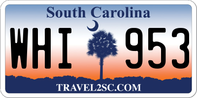 SC license plate WHI953