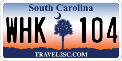 SC license plate WHK104