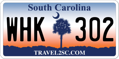 SC license plate WHK302