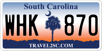 SC license plate WHK870