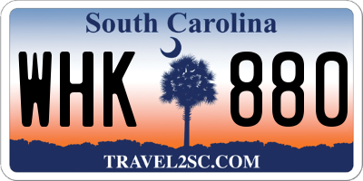 SC license plate WHK880