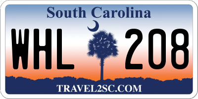 SC license plate WHL208