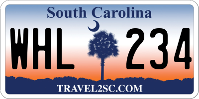 SC license plate WHL234