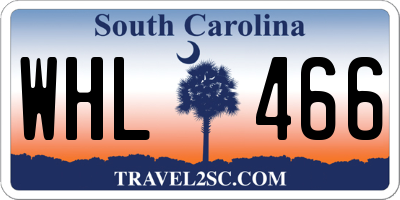 SC license plate WHL466