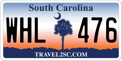 SC license plate WHL476