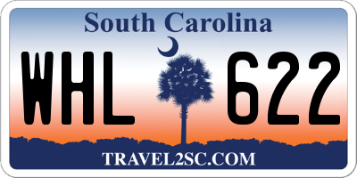 SC license plate WHL622