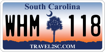SC license plate WHM118