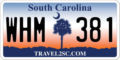 SC license plate WHM381