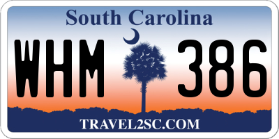 SC license plate WHM386