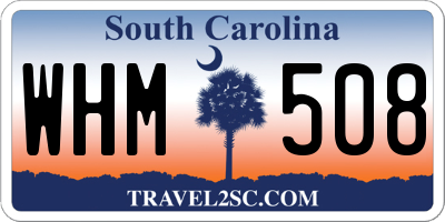 SC license plate WHM508