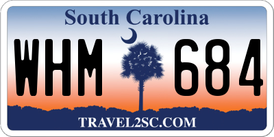 SC license plate WHM684