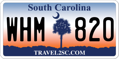 SC license plate WHM820