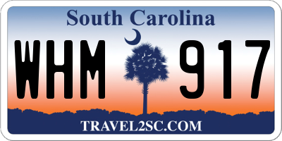SC license plate WHM917